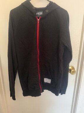 Rude Zip-Up Black Hoodie M L